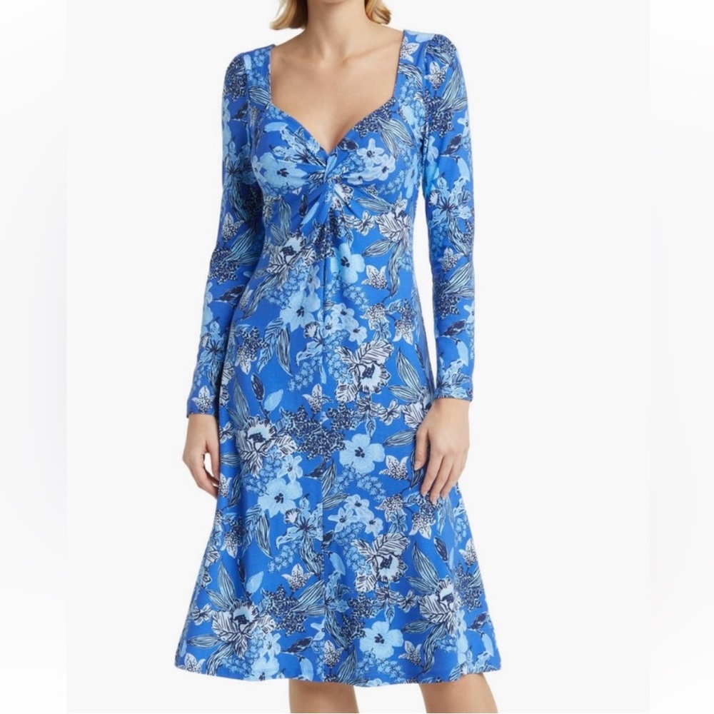 Lilly Pulitzer Alba Blue Floral Long Sleeve Dress